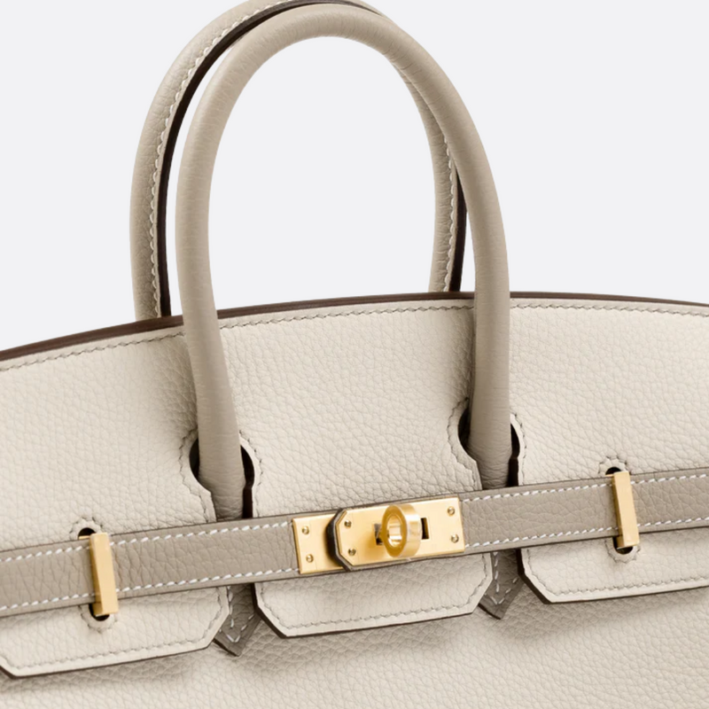 HERMÈS BIRKIN 25 HSS CRAIE/GRIS TOURTERELLE IN TOGO LEATHER WITH BRUSHED GOLD HARDWARE