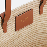 CELINE CLASSIC SMALL BASKET WITH WOVEN TRIOMPHE IN RAFFIA AND CALFSKIN