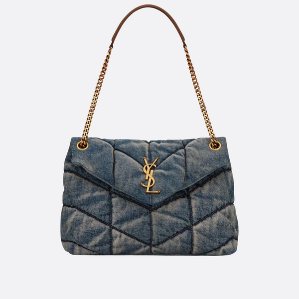 LOULOU PUFFER BAG IN QUILTED VINTAGE DENIM
