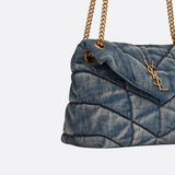 LOULOU PUFFER BAG IN QUILTED VINTAGE DENIM