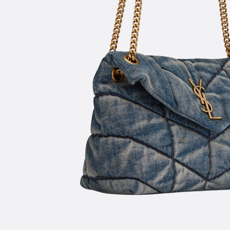 LOULOU PUFFER BAG IN QUILTED VINTAGE DENIM