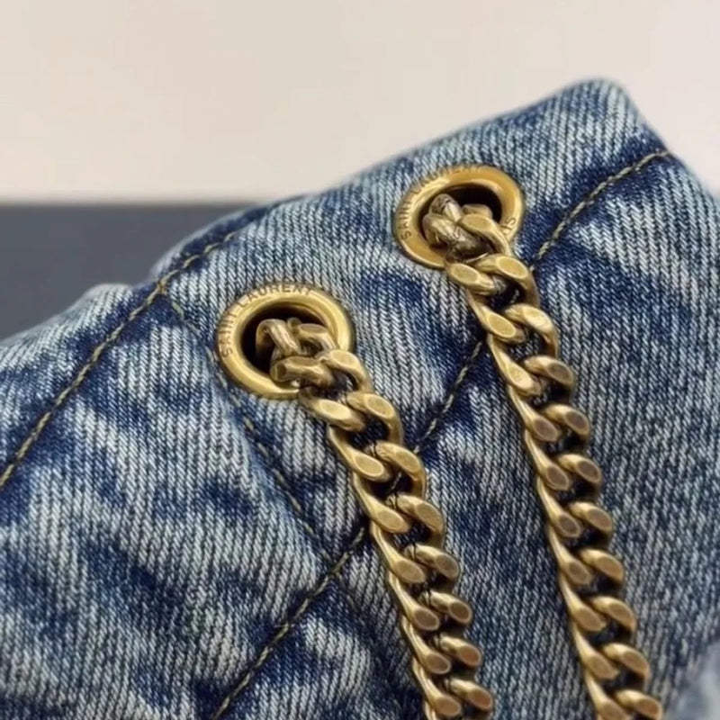 LOULOU PUFFER BAG IN QUILTED VINTAGE DENIM