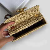 CLAUDE SHOULDER BAG WITH CHAIN IN RAFFIA WITH WOVEN EFFECT